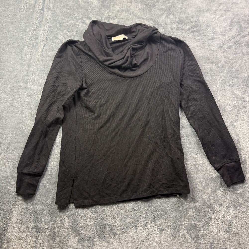 Michael Michael Kors Black Ribbed Cowl Neck Long Sleeve Top Women's Large